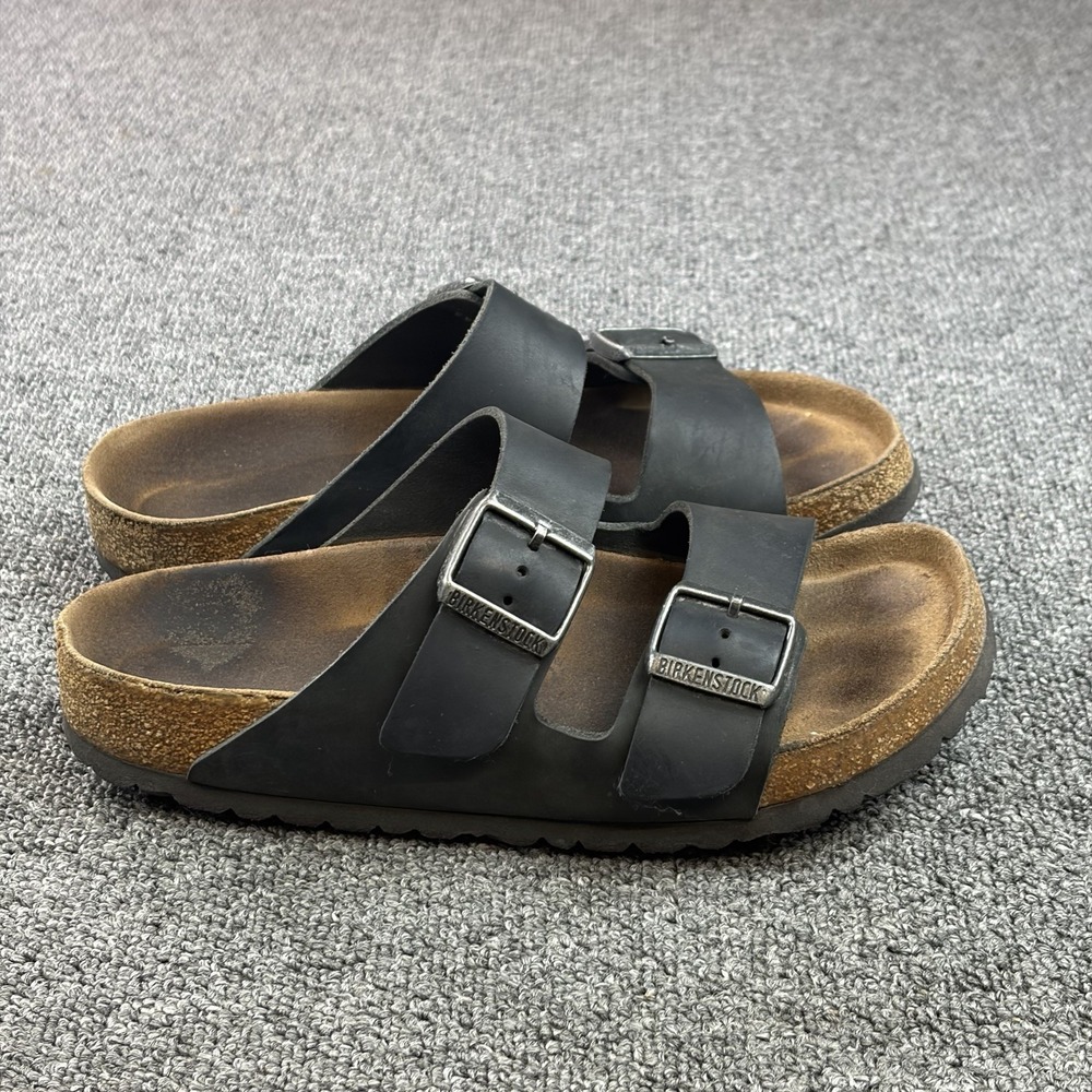 Birkenstock Arizona Black Oiled Leather Sandals Strap Buckle EU 41 / US 8M 10W